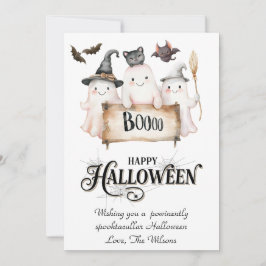 Festividades Cartão de Férias de Halloween Caprichoso com Bruxa