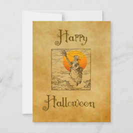 Festividades Cartão de Férias de Halloween Feiticeira Vintage