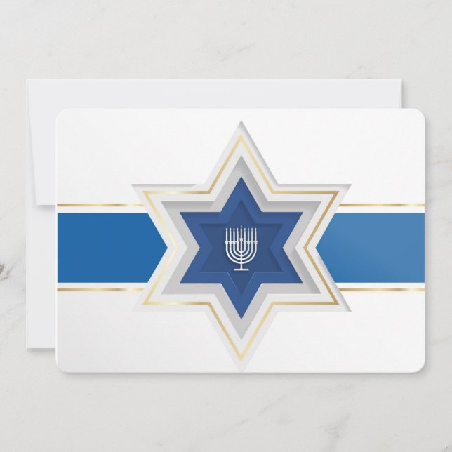 Festividades Cartão de Férias de Hanukkah com Estrela de Davi (Frente)