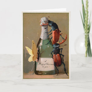 Festividades Cartão de Férias de Insetos Vitorianos