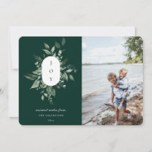 Cartão de Férias de Joia Botânica Moderna Verde