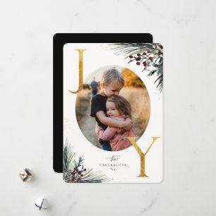 Festividades Cartão de Férias de Joy, Ouro Rustic Winter Boughe