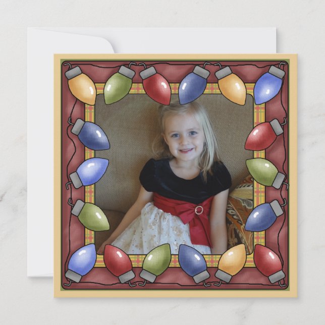 Festividades Cartão de Férias de Luzes de Natal Personalizado (Frente)