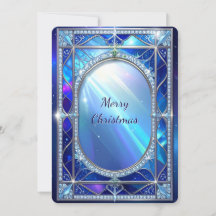 Cartão de Férias de Moldura Azul Oval Decorativa