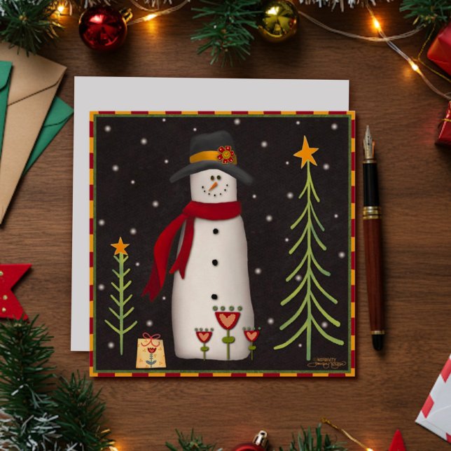 Festividades Cartão de Férias de Natal Alegre com Boneco de Nev (Criador carregado)