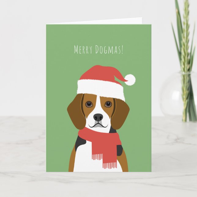 Festividades Cartão de Férias de Natal Beagle (Frente)