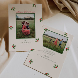 Festividades Cartão de Férias de Natal Bonito e Holly