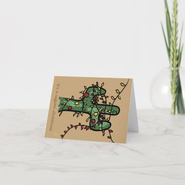 Festividades Cartão de Férias de Natal Cactus (Frente)