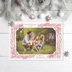 Festividades Cartão de Férias de Natal com Quadro de Pinos dese