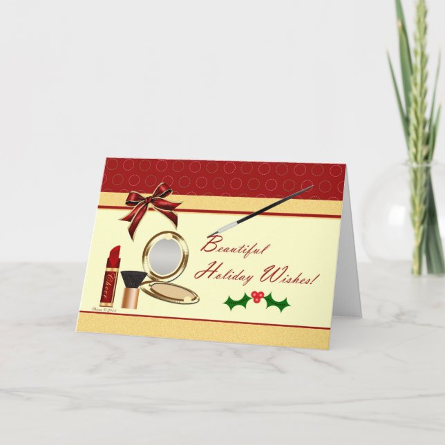 Festividades Cartão de Férias de Natal da Cosmetics Makeup (Frente)