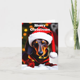 Festividades Cartão de Férias de Natal Dachshund feliz