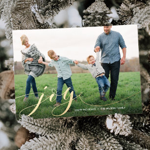 Festividades Cartão de Férias de Natal de Joy Script Faux Foil