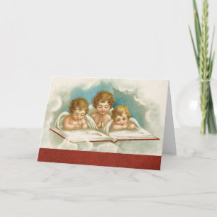 Festividades Cartão de férias de Natal de Vintage cherub angels