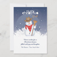 Cartão de Férias de Natal do Cowboy Snowman