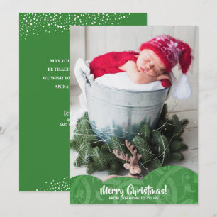 Festividades Cartão de Férias de Natal do Green Linen Filigree