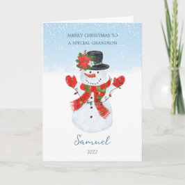 Festividades Cartão de Férias de Natal do neto Snowman