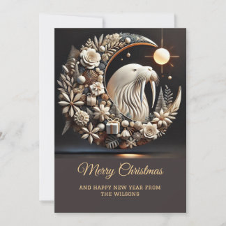 Festividades Cartão de Férias de Natal Elegante Walrus