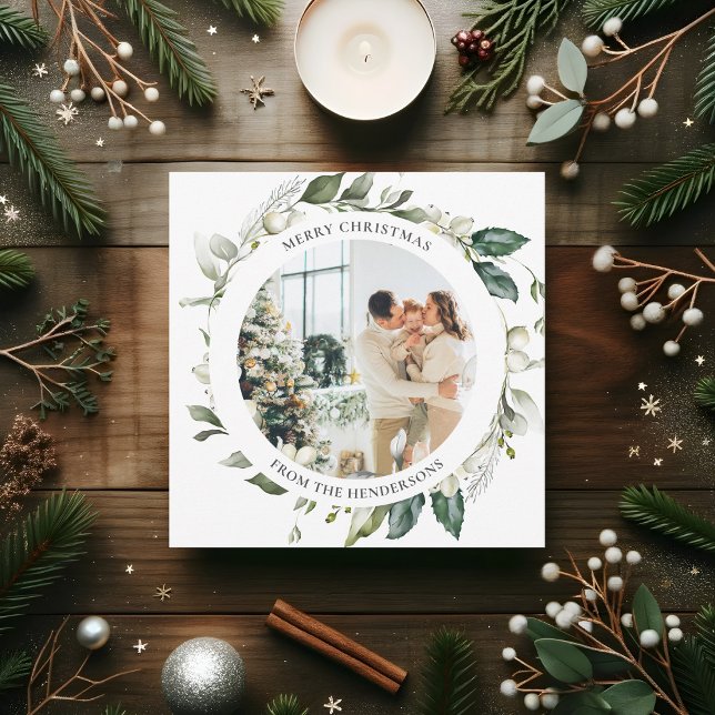 Festividades Cartão de Férias de Natal Feliz Berry Wreath (Criador carregado)