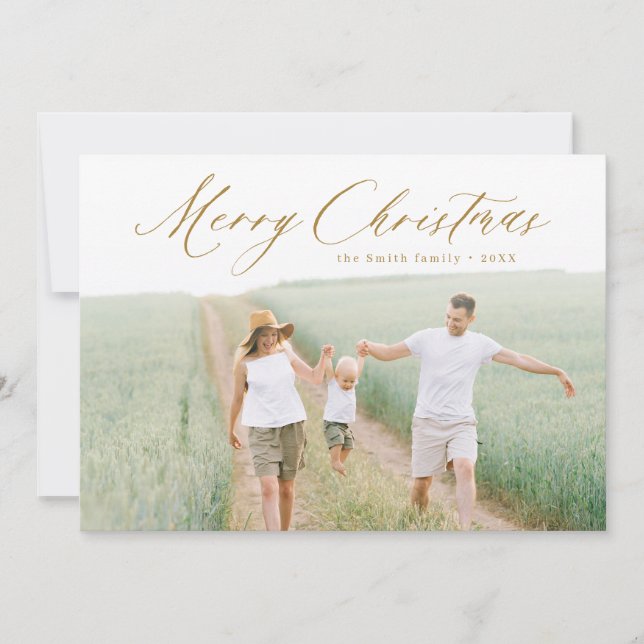 Festividades Cartão de Férias de Natal Feliz de Script Moderno (Frente)