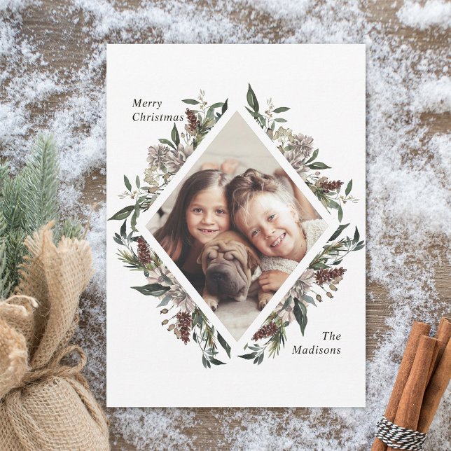 Festividades Cartão de Férias de Natal Floral Rustic (Criador carregado)