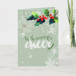 Festividades Cartão de Férias de Natal Holly Berry da Temporada