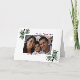Festividades Cartão de Férias de Natal Holly e Pine Burgundy