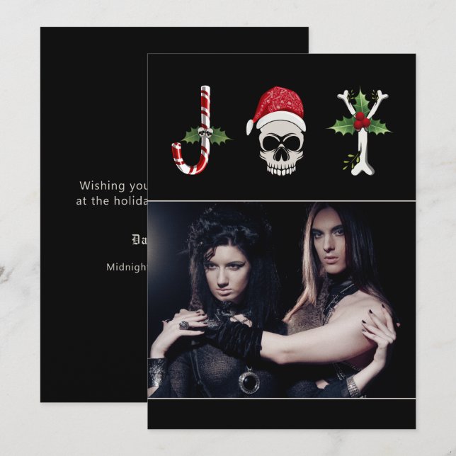 Festividades Cartão de Férias de Natal Joy Gothic (Frente/Verso)