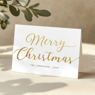 Festividades Cartão de Férias de Natal Merry Dourado Script Gli