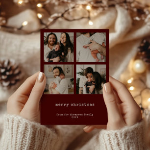Festividades Cartão de Férias de Natal Mínimo com 4 Fotografias