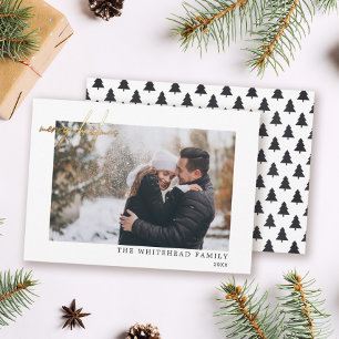 Festividades Cartão de Férias de Natal Mínimo Dourado para Foto