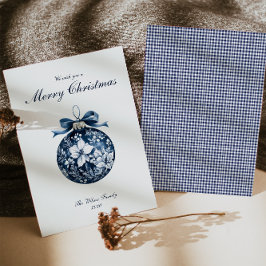 Festividades Cartão de Férias de Natal para Ornamento Azul Trad