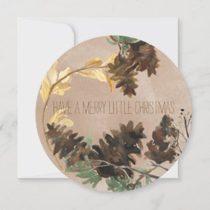 Festividades Cartão de Férias de Natal Pine Cones Nature Round