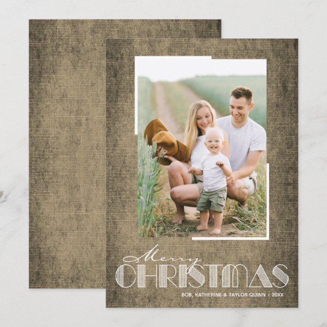 Festividades Cartão de Férias de Natal Rustic Brown (Frente/Verso)