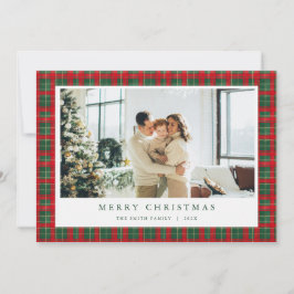 Festividades Cartão de Férias de Natal Vermelho Verde Tartan