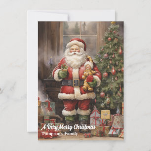 Festividades Cartão de Férias de Natal Vintage Retro Santa Clau
