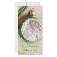 Cartão De Férias De Neve E Ornamento Verde