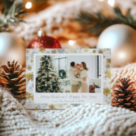 Festividades Cartão de Férias de Neve Elegante Dourado e Silver