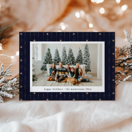 Festividades Cartão de Férias de Papel de Carteira Azul E Doura