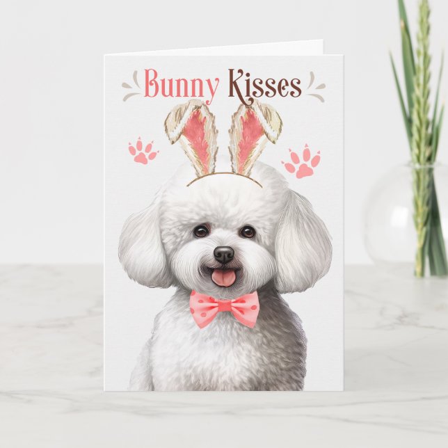 Festividades Cartão de Férias de Páscoa Bichon Frise Bunny Ears (Frente)