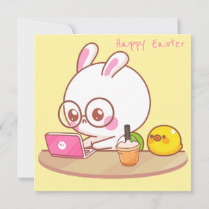 Festividades Cartão de Férias de Páscoa Kawaii
