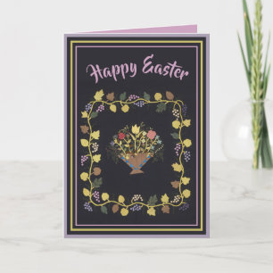 Festividades Cartão de Férias de Páscoa Vintage Floral Art