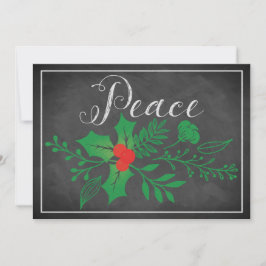 Festividades Cartão de Férias de Paz | Faux Chalkboard, Holly