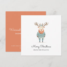 Festividades Cartão de Férias de Rena Escandinava Vestindo Suét