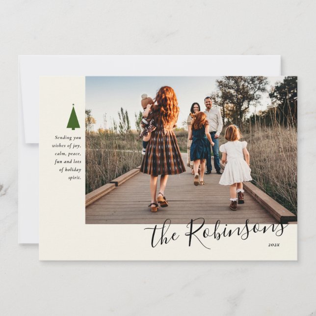 Festividades Cartão de Férias de Solteiro de Árvore Verde de As (Frente)