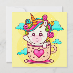 Festividades Cartão de Férias de Unicórnio