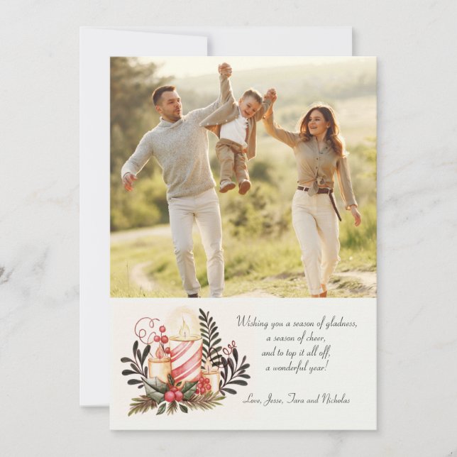 Festividades Cartão de Férias de Velas de Natal (Frente)