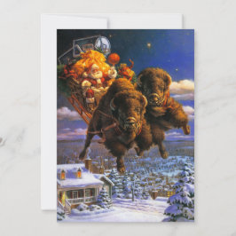 Festividades Cartão de Férias do Bisonho Puxando Papai Noel