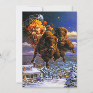 Festividades Cartão de Férias do Bisonho Puxando Papai Noel