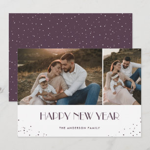 Festividades Cartão de Férias do Feliz ano novo de Foto Roxo Mo