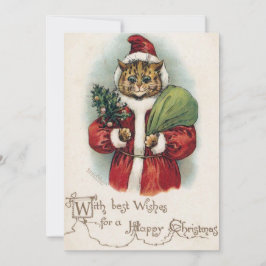 Festividades Cartão de Férias do Gato do Papai Noel de Louis Wa